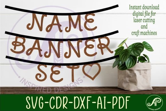Alphabet Curly Font Bunting Banner Cut for Laser Cutting Wall Decor
