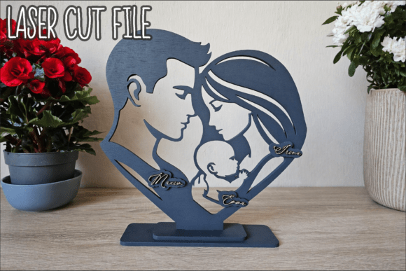 Couple with Baby Silhouette: Laser Cutting & Home Decor