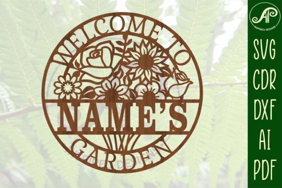 Garden Bouquet Name Sign SVG Cut File for Laser Cutting and Signs