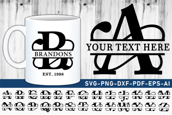 Ornate Split Monogram Letters, Font SVG for Graphics & Crafts