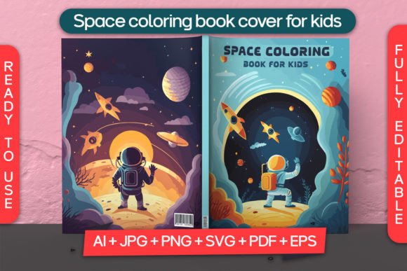 Space Coloring Book Cover for Kids – Graphics for Coloring Pages Amp