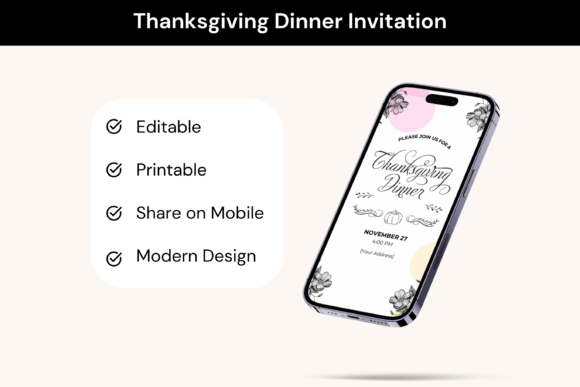 Thanksgiving Dinner Invitation Graphic Templates for Local Business Branding
