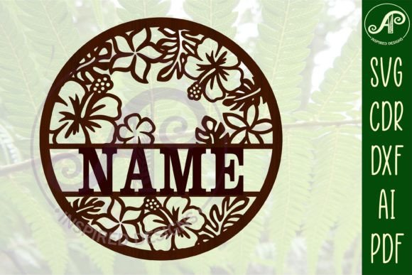 Tropical Name Sign SVG Cut File for Laser Cutting and Signs