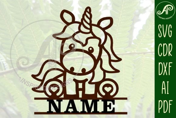 Unicorn Name Sign SVG for Laser Cutting and Signs