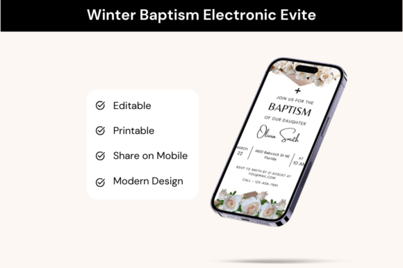 Winter Baptism Electronic Invitation Graphic Template