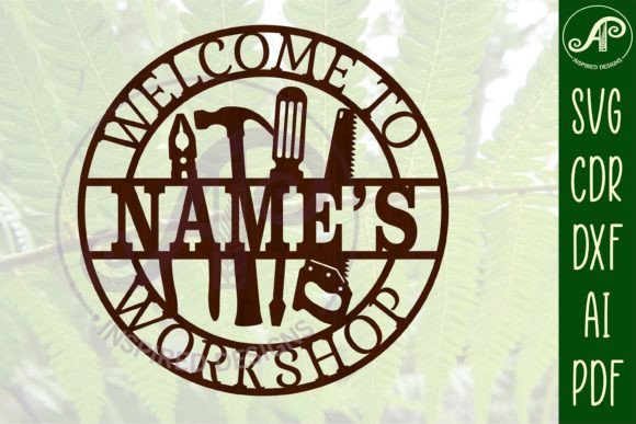 Workshop Tool Name Sign SVG Cut File for Laser Cutting Signs